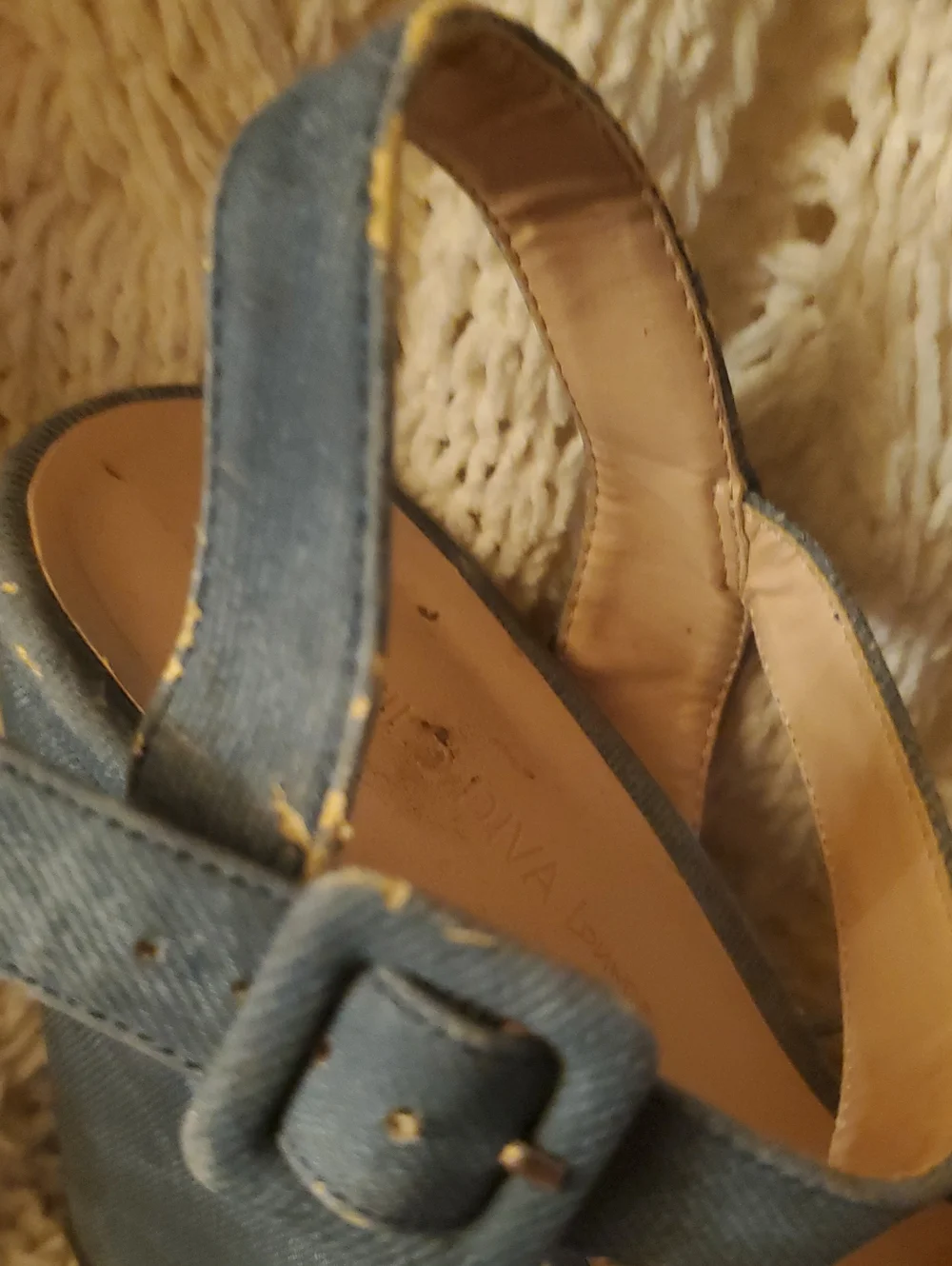 Wild Diva Denim-Blue Platform Wedge Sandals